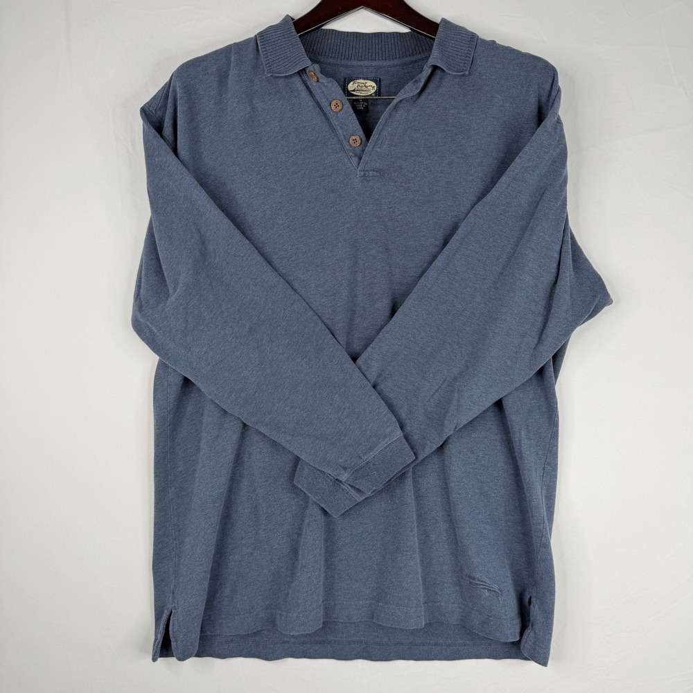 Tommy Bahama Polo Shirt Adult Medium Gray‎ Golf Long Sleeve Cotton Outdoor Mens